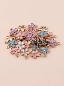 20pcs Fashion 3D Zinc Alloy Oily Drop Diamante Sakura Five Petals Flower Earrings,Necklaces,Keychain,Pendant DIY Jewelry Accessories Valentines