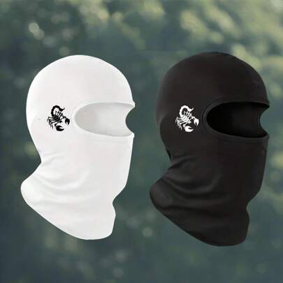 Balaclava Face Mask With Neck Cover, Suitable For Outdoor Cycling, Motorcycle, Helmet - Full Face Mask With Neck And Inner Lining. Stylish Print Windproof Hat, Men's Summer Breathable Cycling Mask, Sun Protection Headwear, Cool Print Cycling Full Coverage Cap