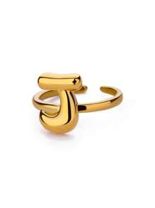 1PC Fashion 26 English Initial Chunky Rings For Women Men Opening 18K Gold Plated Smooth Stainless Steel Letter Ring European And American Style Finger Jewelry Accessories
