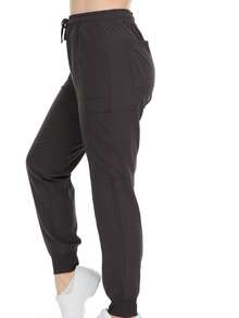 Women's Cargo Scrub Jogger Pants – 4-Way Stretch, Elastic Waist, Multiple Utility Pockets, Wrinkle-Resistant, Workwear For Nurses & Healthcare Professionals - 青灰色 - 查看 2