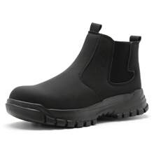 Men's Work Boots Anti-Skid Safety Shoes Leather Waterproof Work Shoes - màu đen - Xem 1