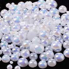 混合尺寸 2-10 毫米 1100 件 20 克 AB 多色仿半圆珍珠平底 ABS 塑料珠适用于美甲 DIY 珠宝工艺品