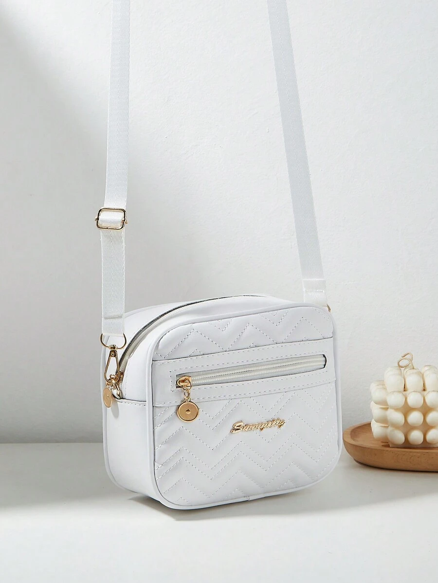 Women's Quilted Small Square Shoulder Crossbody Bag - White - View 1
