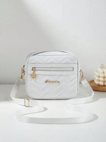 Women's Quilted Small Square Shoulder Crossbody Bag - White - View 2