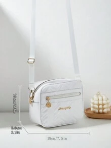 Women's Quilted Small Square Shoulder Crossbody Bag - White - View 3