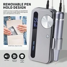 Máy làm móng tay điện có thể sạc lại 35000RPM, tiếng ồn thấp, máy tháo móng chuyên nghiệp màu hồng, trắng, xám, bộ máy làm móng, máy đánh bóng móng, máy cắt gel, máy tiện móng, giũa, dụng cụ đánh bóng, bộ khoan móng, thiết bị làm móng chuyên nghiệp - Nhiều màu - Xem 3