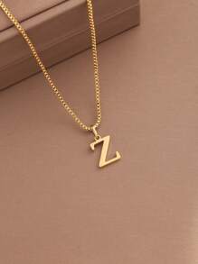 Magic Fish 1 件经典 A-Z 26 个字母项链，不锈钢名字首字母吊坠项链，日常佩戴珠宝礼物 - 金黃色 - 查看 33
