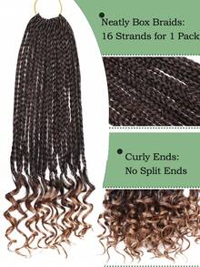 Goddess Box Braids Crochet Hair With Curly Ends 12 Inch Pre Lopped Crochet Hair For Women Boho Box Knotless Braids Synthetic Hair Extensions 16 Strands/Pack Braiding Hair Extension(OT27) - Linen Brown - View 3