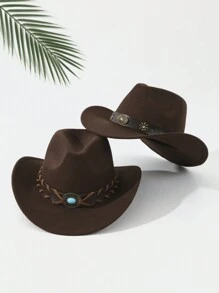 2 szt. Unisex haftowany pasek na głowę bydła wystrój Boho kowboj/kowboj miękki filcowy kapelusz fedora, na zewnątrz, na co dzień, na imprezę, lato, zimę