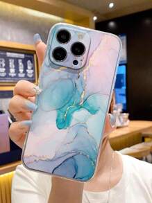 高透明大理石纹彩绘防震软壳手机壳，兼容、Galaxy、Redmi等机型，国际版，非国内版 - 彩色 - 查看 4