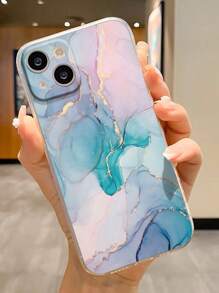 高透明大理石纹彩绘防震软壳手机壳，兼容、Galaxy、Redmi等机型，国际版，非国内版 - 彩色 - 查看 3