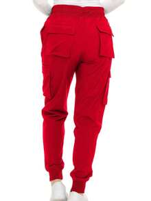 Women's Cargo Scrub Jogger Pants – 4-Way Stretch, Elastic Waist, Multiple Utility Pockets, Wrinkle-Resistant, Workwear For Nurses & Healthcare Professionals - Red - View 3