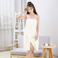 1pc Solid Color Adjustable Women's Bathrobe, Cute Absorbent Wrap Towel Robe, Soft & Lightweight Multi-Functional Cover Up, Essential For Home, Travel, Hotel, Bathroom