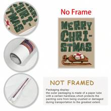1pc Vintage Merry Print Fun Holiday Decor Typography Wall Art Watercolor Sled Poster Present Print ,Wall Decoration Posters, Wall Canvas Decoration, Ideal Gifts For Hallway Bedrooms And Living Room Home Decor Christmas Decorations Room Decor Christmas