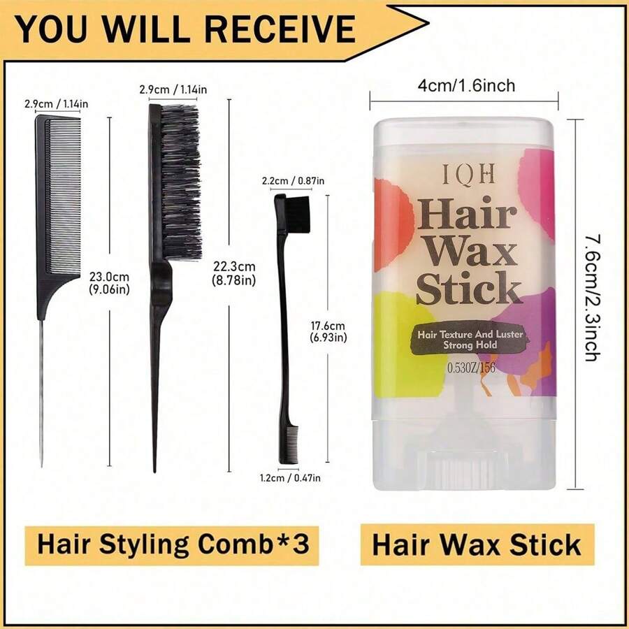 4pcs Edge Brush Hair Wax Stick Hair Pomade Stick LongLasting Styling
