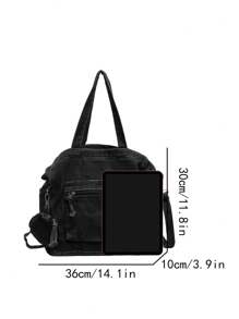 Bộ 2 chiếc túi xách tay kiểu cổ điển dung tích lớn, túi đeo vai tối giản màu trơn, dây đeo chéo có thể điều chỉnh, phù hợp cho công việc, đi làm, đi học, đi chơi hàng ngày và mua sắm. - Màu xám đen - Xem 7