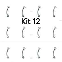 Kit 12 Piercing Tragus Curved Rhinestone With 8mm Ball - Bạc - Xem 1