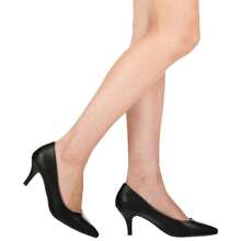 Women's Pointed Toe Stiletto Heels Thin Heel Pump Pointed Toe Low Heel Pumps Summer Shoes - 黑色 - 查看 5