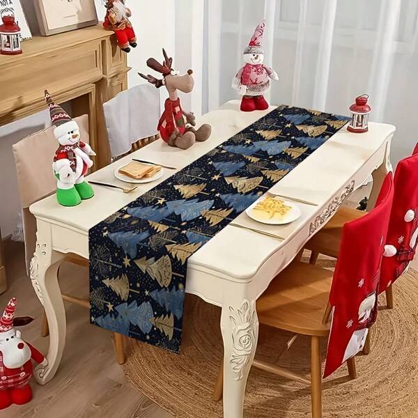 1 szt. Obrus z motywem choinki - Trwały, odporny na blaknięcie poliester, Można prać w pralce, Łatwy w pielęgnacji, Sezonowa jesień, Dekoracja domu i imprezy, Idealny do zajęć wewnątrz i na zewnątrz