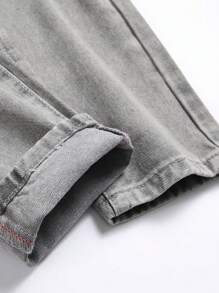 Tween Boys Distressed Jeans With Button Waistband And Belt Loop Design, Street Fashion - Grey - View 3