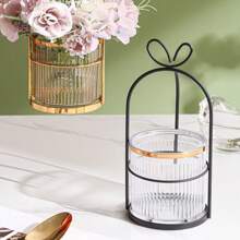 1 pieza Jarrón decorativo de lujo con lazo estilo nórdico, cesta de flores, cesta de almacenamiento, decoración del hogar, decoración de la habitación, jarrón de flores, jarrón de vidrio