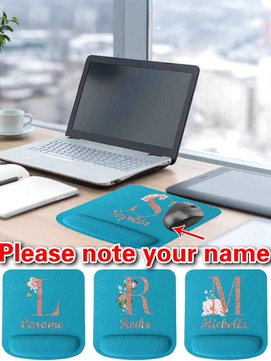1 miếng lót chuột hỗ trợ cổ tay tùy chỉnh, tên viết tắt tùy chỉnh theo mẫu từ A đến Z, miếng lót chuột chơi game máy tính, miếng lót chuột công thái học Eva, miếng lót chuột cho máy tính xách tay, máy tính bảng, miếng lót cổ tay, thả vận chuyển, miếng lót chuột thoải mái cho phụ kiện văn phòng - Màu xanh lam - Xem 1