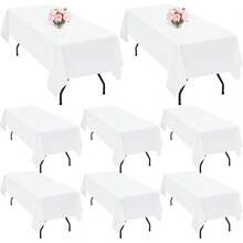 8 Packs White Polyester Tablecloth For 6 Ft Rectangle Tables,60 X 102 Inch Polyester Fabric Table Cloth Wrinkle Resistant Washable Table Cover,For Wedding,Birthday,Party,Banquets Decorate - White - View 1