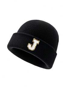 1 件时尚 26 字母图案针织帽，百搭保暖羊毛帽，适合男士秋冬户外穿着，很棒的礼物