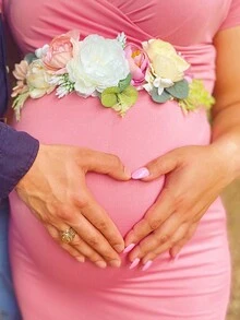 1 pieza Cinturón para mamá - Faja de maternidad hecha a mano con flor y diadema con rosa para novia, niña de las flores, accesorios para sesión de fotos de maternidad, cinturones con flores para mujeres en bodas, cinturón para baby shower, faja floral para sesión de fotos de maternidad, regalos para fiesta de bienvenida del bebé y descubrimiento del género - Multicolor - Ver 2