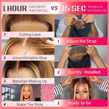 40 Inch 250% Density Wear And Go Glueless Wigs Body Wave Honey Blonde Ombre 5x5 HD Lace Closure Wigs Human Hair Highlight Body Wave Lace Front Wigs Human Hair Pre Plucked 250 Density Ready To Go Glueless 5X5 HD Lace Closure Wig For Women 4/27 Colored