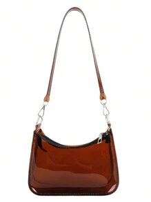 Stadium Approved Small Clear Crossbody Bag PVC Candy Color Clear Bag Purse Handbag Retro Classic Tote Bag - 棕色 - 查看 5