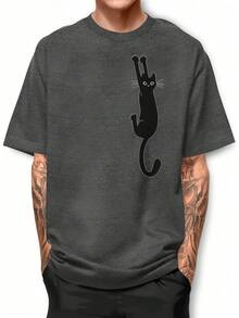 Basic Black Cat Wicka Shirt 100% Cotton T-Shirt GPJ1 - Màu xám đen - Xem 1