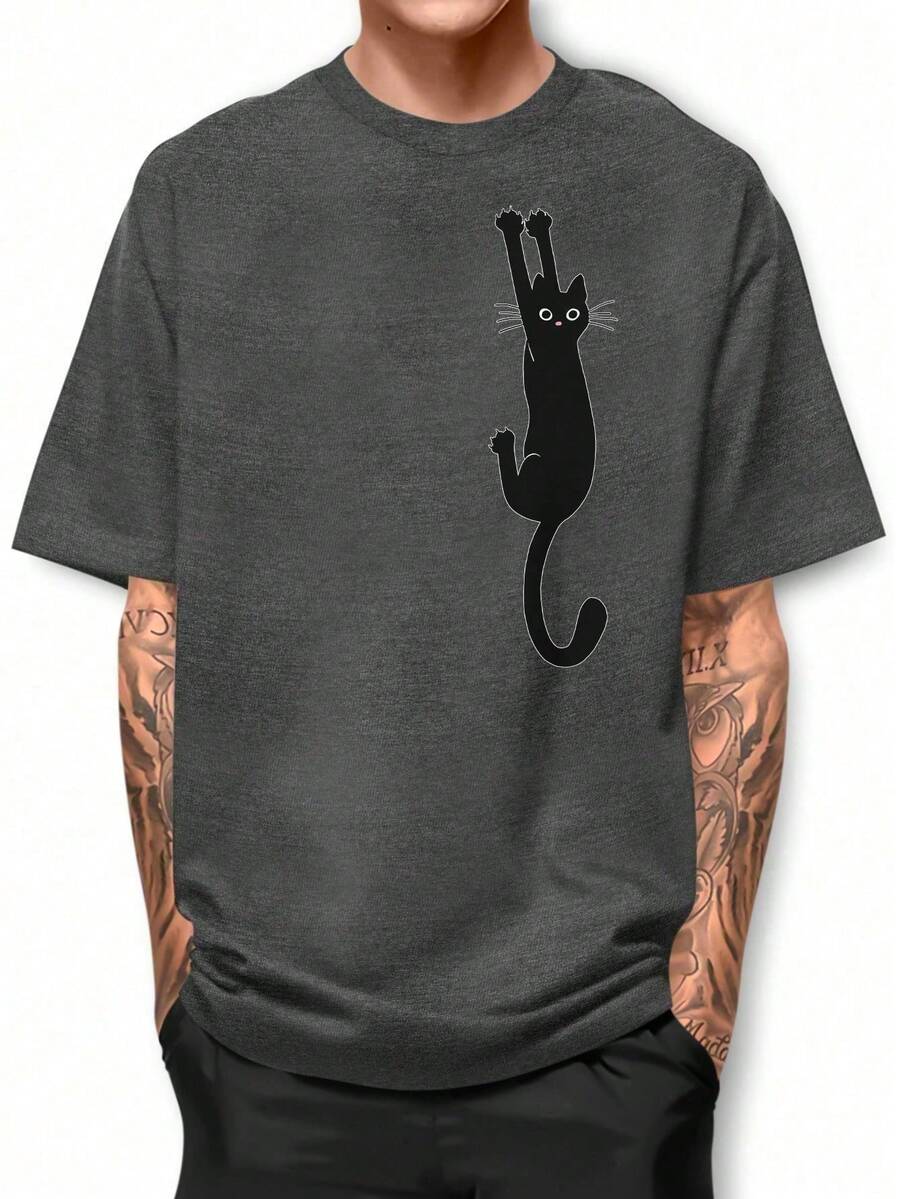 Basic Black Cat Wicka Shirt 100% Cotton T-Shirt GPJ1 - Màu xám đen - Xem 1