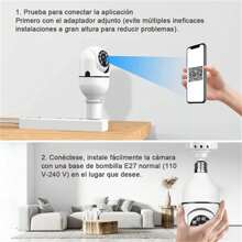 Cámara enchufable WiFi de 1080p, adecuada para uso en interiores y exteriores, toma panorámica de 360°. - Blanco - Ver 2
