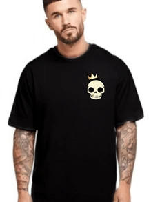 Men's Cotton T-Shirt Skull King Promotion Printed - màu đen - Xem 1