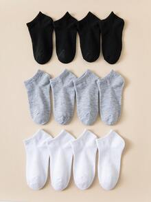 12双中性薄款舒适透气吸汗防臭低帮袜休闲平色袜春夏秋冬袜子儿童袜 - 彩色 - 查看 3