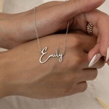 Customized Handwritten Style Name Necklace, Stainless Steel Personalized Signature Necklace, Fashionable Jewelry For Women