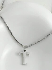 Magic Fish 1pc Classic 26 Alphabet Letter Necklace A-Z Initial Pendant Necklace Stainless Steel Jewelry Gift, Suitable For Daily Wear