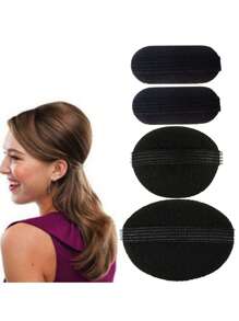 4pcs Fluffy Sponge Invisible Hair Comb Hair Pad Black Hair Clip Insertion Tool Kit Suitable For Women Girls DIY Hairstyle, Hair Accessories, Wedding, Bride Hair Styling, Side Comb - Black - View 12