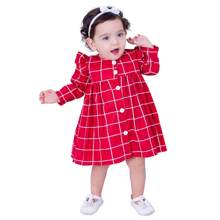 Mundo Nina Kids Baby Girl Dress Long Sleeve Sizes S To 1 100% Cotton Autumn Winter With Bow Headband - 紅色 - 查看 4