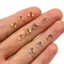 20个不锈钢线保护器压接珠保护套U型扣环连接器，适用于DIY珠宝制作配件 - U shape - 查看 2