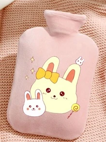 1 pieza Botella de agua caliente, calentador de manos de peluche con diseño de dibujos animados y anti-explosión, suministros escolares - Rosa - Ver 1
