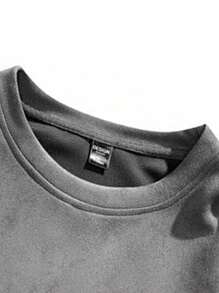 Men's Solid Color Crew Neck Drop Shoulder Sweatshirt, For Fall Winter