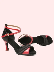 Women's Latin Cha Cha Bachata Salsa Suede Sole Dance Shoes, Heel Height: Approx. 2.76 Inches (Approx. 7.9 Cm), Elegant And Showcases The Lady's Graceful Figure, Exhibits The Ultimate Charm Of The Dancer. Anti-Slip, Balanced: Anti-Slip Suede Sole Suitable For Indoor Floors, Good Anti-Slip And Balance. Suitable For Latin, Quick-Step, Salsa, Tango, Viennese Waltz, Foxtrot, Rumba, Cha Cha, Swing, Waltz, Disco, . - Red - View 3