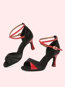 Women's Latin Cha Cha Bachata Salsa Suede Sole Dance Shoes, Heel Height: Approx. 2.76 Inches (Approx. 7.9 Cm), Elegant And Showcases The Lady's Graceful Figure, Exhibits The Ultimate Charm Of The Dancer. Anti-Slip, Balanced: Anti-Slip Suede Sole Suitable For Indoor Floors, Good Anti-Slip And Balance. Suitable For Latin, Quick-Step, Salsa, Tango, Viennese Waltz, Foxtrot, Rumba, Cha Cha, Swing, Waltz, Disco, . - Red - View 4