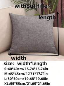 1pc Gray Linen Texture Pillowcase Without Pillow Core