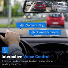 Cámara DVR para coche XGODY con espejo, GPS, doble lente, 12" 4K HD, cámara de visión trasera - Negro - Ver 8