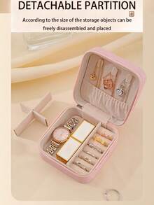 1pc Jewelry Box, Jewelry Display Box, Jewelry Storage Box, Portable Jewelry Box, Mini Jewelry Box, Simple Jewelry Box, Elegant Jewelry Display Box, Fashion Jewelry Storage Box, Detachable Jewelry Box, Travel Jewelry Box, Accessory Storage & Display Box, For Women - Multicolor - View 4