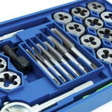 VA-Cerulean Thread Cutting Set 32 Pieces/40 Pieces/110 Pieces With Plastic Case Thread Cutter Made Of Steel Coarse Thread Cutter Drill Tools Metric M2-M18 Double Thread Template Fine Thread Tap Set - Blue-40 Pieces - View 4