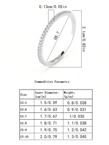 925 Sterling Silver Minimalist INS Style Platinum & Champagne Gold Color Rings For Women, Fashionable Niche Single Row Half Circle Micro Pave Diamond Joint Ring, Assorted Box Style